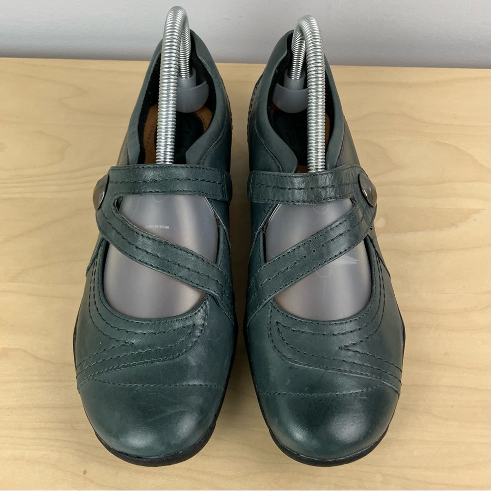 Clarks Artisan Women’s Size 8.5 M Ideo Green Leather Mary Jane Casual Shoes - Picture 4 of 10